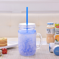 Offre Spéciale – Bocaux Mason en PS de 18 oz avec Paille, Personnalisables avec Logo, Mignons, Écologiques, Sans BPA, Qualité Alimentaire, Idéaux pour les Cadeaux de Fête Estivale