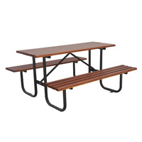 Table de pique-nique à lattes de bois commerciale d'extérieur avec banc ensemble de meubles de jardin table à manger pour aire de jeux extérieure table de café