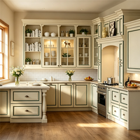 Set Kabinet Pulau Dapur Desain Modular Meja Kerja Kuarsa Inti Particleboard Perakitan Mudah Garansi Panjang