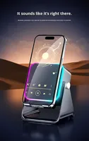 Nouveau haut-parleur sans fil avec capteur, support de téléphone de bureau avec lumière d'ambiance, haut-parleur Bluetooth