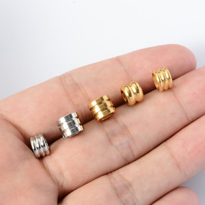 Triple Groove Spacer <b>Beads</b> <b>Large</b> Hole | PVD Gold Plated Stainless Steel Round Column Separator <b>Beads</b> for DIY Bracelet Necklace - Product Image 4