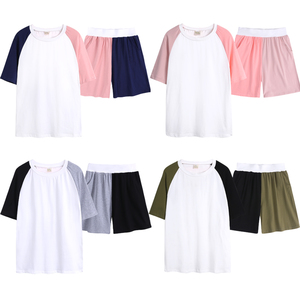 Set all'ingrosso di due pezzi abbigliamento <span class=keywords><strong>donna</strong></span> pigiama di <span class=keywords><strong>cotone</strong></span> <span class=keywords><strong>vestiti</strong></span> <span class=keywords><strong>donna</strong></span> pantaloncini da <span class=keywords><strong>donna</strong></span> set di abbigliamento 2024 estivo custom clothing - Product Image 1