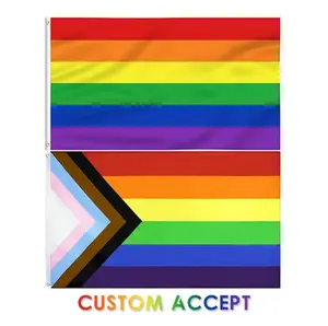 Fast Shipping Homosexual Philadelphia Philly Rainbow Polyester 3 X 5 Flags LGBT FLAG For Sale Promo