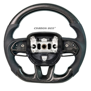 Volant en fibre de carbone de style noir, modèle personnalisé haut de gamme, adapté aux <span class=keywords><strong>Dodge</strong></span> Charger <span class=keywords><strong>Challenger</strong></span> Charger <span class=keywords><strong>Challenger</strong></span> SRT <span class=keywords><strong>RT</strong></span> - Product Image 1