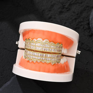 Bling blibg Hip Hop Bijoux En Laiton Cubique Zircon Dents Impeccable Diamant Glacé Carré CZ Dent <span class=keywords><strong>Grilz</strong></span> Comme Cadeau - Product Image 2