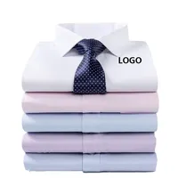 卸売カスタムロゴメンズビジネスオフィスウェアシャツプリントストライプと長袖カジュアルドレスシャツ男性用