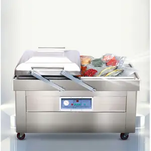 CE Certified DZ-500A Automatic Double Chamber Vacuum Sealer Machine for Food Manufacturing Plants Restaurants Reliable Motor
