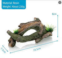 Décoration d'aquarium en résine en forme de bois flotté, cachette pour reptiles avec plantes artificielles pour aquarium, terrarium de dragon barbu, gecko, lézard