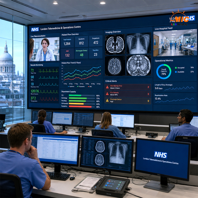 Ultra HD P1.2 COB LED Screen Display Indoor Fixed LED Video Wall for Medical Monitor and Control Centers