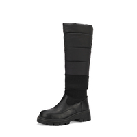 Bottes d'hiver chaudes pour femmes, bout rond, talons carrés de 5 cm, à enfiler, avec bouton, imperméables, hauteur genou, décontractées, grande taille 44