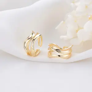 2023 DIY Gold plated brass Irregular texture creative couple ring Japan and Korea ins jewelry accessory