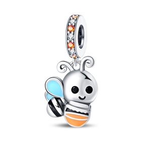 Ciondolo a nido d'ape con margherite della serie Bee, bestseller transfrontaliero, per gioielli fai da te, accessori per bracciali, placcato argento - Product Image 5