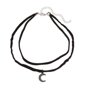 Collar con colgante de luna, aleación de zinc, cadena de media luna negra, estilo en capas, joyería de moda para mujer - Product Image 5
