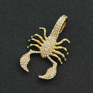 Hip Hop escorpión colgante collar diamante Stud cadena cubana exagerado Animal patrón joyería oscuro Halloween boda fiesta - Product Image 4