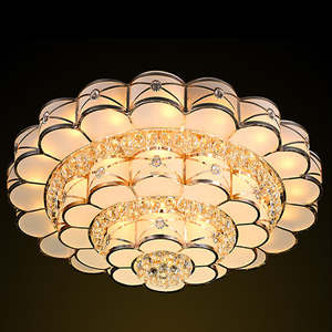 Nueva llegada luces modernas con forma de flor decoración de sala de estar lámpara de techo de cristal redonda LED concéntrica - Product Image 4