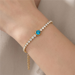 Bracelet tennis tendance incrusté de zircons étincelants, en acier titane résistant au ternissement, avec chaîne d'extension réglable pour femme - Product Image 6