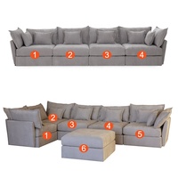 3-Sitzer Konvertierbares U-förmiges Sofa mit Doppel-Wendbarer Chaiselongue Modulares Ecksofa für Villen