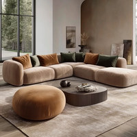 Canapé modulaire en tissu velours de style scandinave moderne en forme de L pour salon d'appartement