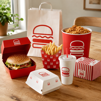 Set de Comida Rápida con Impresión de Logotipos Personalizados, Biodegradable, Desechable, para Hamburguesas, Pollo Frito, Sándwiches, Hot Dogs