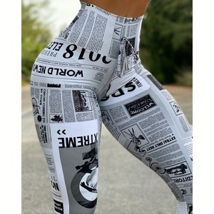 Pantalon de yoga <span class=keywords><strong>vintage</strong></span> taille haute extensible en velours polyester à imprimé numérique, style européen et américain, collection Printemps, coupe ajustée XY6657 - Product Image 3