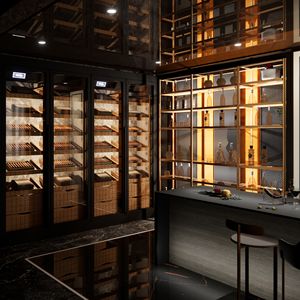 Hot Sale <b>Wine</b> Bar Cabinet Cigar Humidor Cabinet Modern Cellar Display Furniture Glass <b>Wine</b> Display Cabinet Shelves - Product Image 3