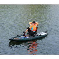 Kayak à pédales gonflable, système de pédales à économie d'effort, bateau gonflable portable pour la pêche en plein air
