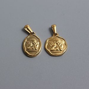 Colgante de Cupido chapado en oro de 18k, brújula caliente de acero inoxidable, joyería de ala de Ángel de querubín, colgante de pistola de Ángel de bebé - Product Image 2