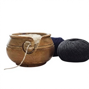 Bol à fil en bois AZ ENTERPRISES, design simple et rond, portable, 15 cm, épaisseur 5 mm, fourniture artisanale durable pour le tricot à la main - Product Image 2