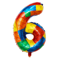 Ballons numérotés en aluminium arc-en-ciel dégradés numéro 6 de 32 pouces pour la fête de naissance de bébé