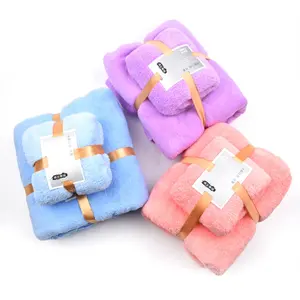 Hot sale light weight coral fleece towel luxury microfiber bath towel set hand face towel