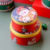 Boîtes de conserve rondes de Noël de grande taille de haute qualité, directement de l'usine, personnalisées, imprimées, ensemble de boîtes de rangement imbriquées pour la promotion de chewing-gum