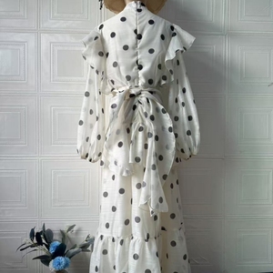 Vestido de Mujer Vintage con Estampado de Puntos, Cuello Alto, Manga Abullonada, Corte en A, Vestido Elegante, <span class=keywords><strong>Ropa</strong></span> de Mujer al por Mayor - Product Image 6