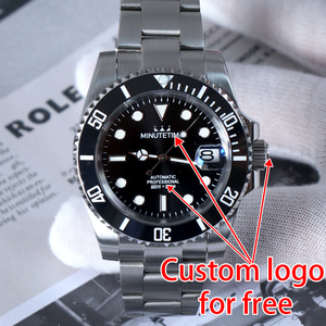 Reloj Mecánico Personalizado MINUTETIME DIY NH35, Relojes Submarinos para Hombre, Esfera Negra de Lujo, Correa de Acero, Movimiento Automático, Resistente al Agua 10 BAR - Product Image 5