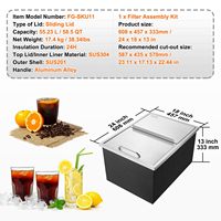 Kotak Pendingin Es Komersial untuk Bar, dengan Penutup Geser Stainless Steel, untuk Wine, Bir, dan Minuman Dingin, Cocok untuk Luar Ruangan