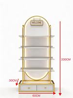 Étagères de présentation de produits de style luxueux personnalisables avec éclairage, adaptées aux salons de beauté