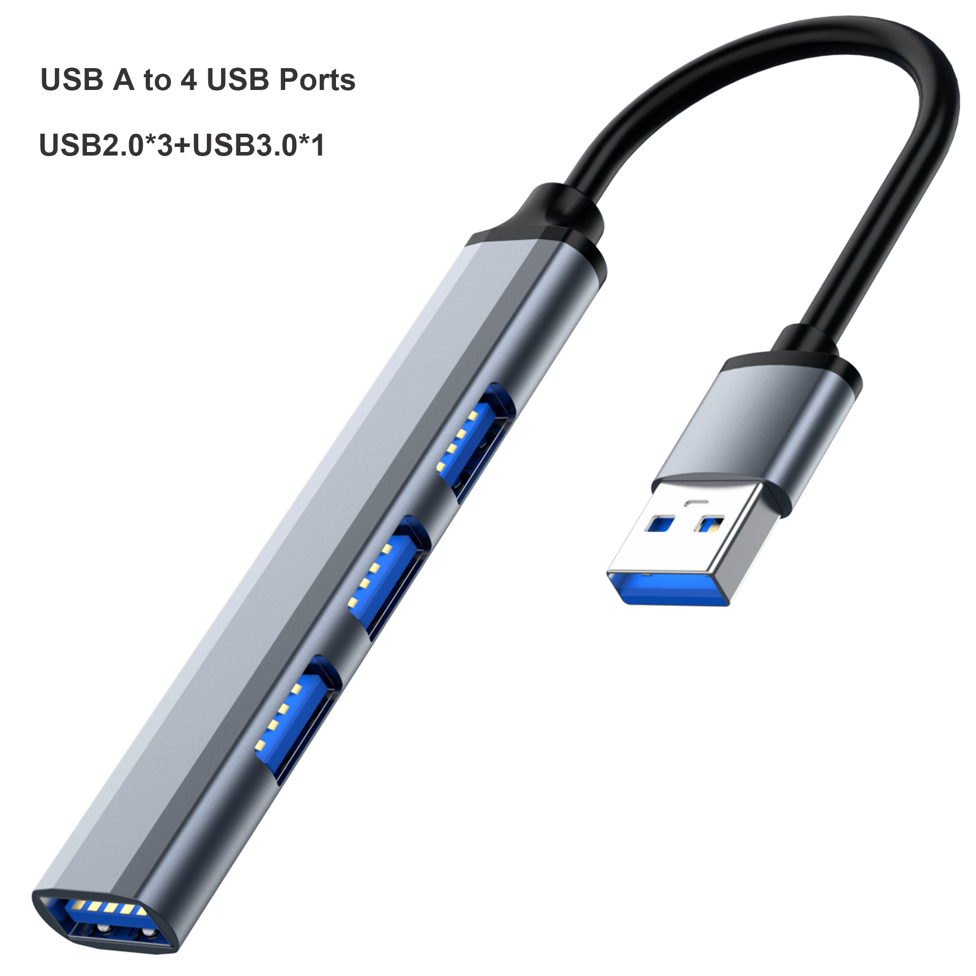 4 en 1 USB A Hub gris
