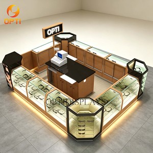 Kiosque d'exposition de lunettes en U personnalisé, présentoir de lunettes de soleil pour magasin d'optique en centre commercial avec éclairage LED et comptoir de caisse - Product Image 6
