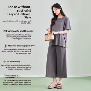 Ensemble de maternité décontracté printemps-été style coréen, col <span class=keywords><strong>ample</strong></span>, manches courtes, <span class=keywords><strong>pantalon</strong></span> court, grande taille, vêtements de <span class=keywords><strong>grossesse</strong></span> et d'intérieur - Product Image 1