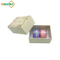 Boîte-cadeau en carton rigide de luxe personnalisée, 2 paquets, macarons, logo en feuille d'or, boîte d'emballage en papier pour desserts, biscuits