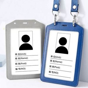 Porte-badge vertical double en cuir PU de style vintage avec protection RFID, porte-cartes d'identité et de crédit transparent - Product Image 5