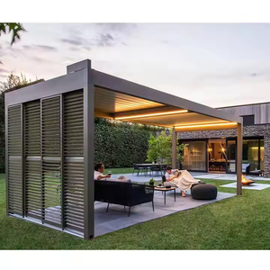 Pergola de jardin extérieure motorisée en aluminium imperméable avec design à lames orientables, résistante aux UV, tailles personnalisables - Product Image 2
