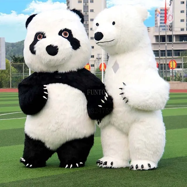 Funtoys CE Inflável Panda Urso Polar Do Traje Da Mascote Para O Partido