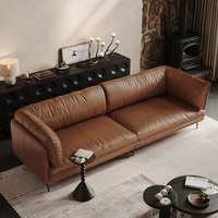 Ensemble de canapés d'angle modulables en cuir huilé de luxe design vintage pour le salon, la villa et l'hôtel.