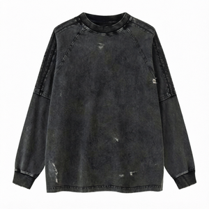 Custom Washed <b>Oversized</b> Men's <b>Sweatshirt</b> Long Sleeve Pullover O-Neck <b>Vintage</b> Streetwear - Product Image 1