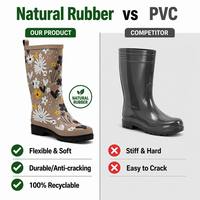 Bottes de pluie mi-mollet en caoutchouc naturel écologique recyclable, best-seller, avec logo personnalisé pour femmes, idéales pour l'utilisation quotidienne au jardin