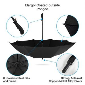 Parapluie de golf semi-automatique de haute qualité 27 pouces, armature en fibre de verre, 8 baleines, robuste, couleur personnalisée, impression de logo sur mesure - Product Image 4