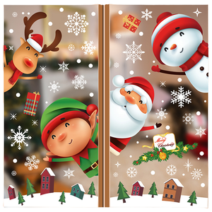 Giáng sinh vui vẻ cửa sổ Sticker đôi-in Vinyl không thấm nước Xmas Santa Snowman tĩnh bám giáng sinh quà tặng trang trí - Product Image 1