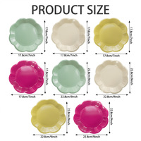 Assiettes en papier élégantes à bords festonnés couleur crème, vaisselle jetable en forme de fleur pour banquets, douches nuptiales et événements