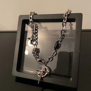 Nuova Collana con Ciondolo a Stella e <span class=keywords><strong>Luna</strong></span> in Stile Cubano Figaro per Uomo, Catene in Acciaio Inossidabile Punk, Gioielli Regalo - Product Image 3
