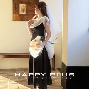 Robe col roulé en satin Happy Plus avec empiècements, taille empire, grande taille, couleur contrastante, pour banquets, soirées et usage quotidien - Product Image 5